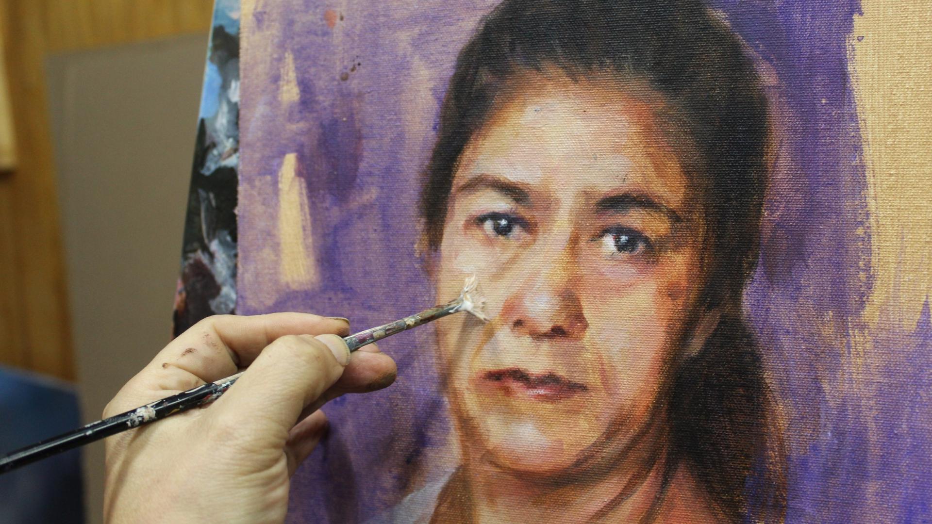 Retratos realistas en Pintura acrilica. Mauricio Valencia.