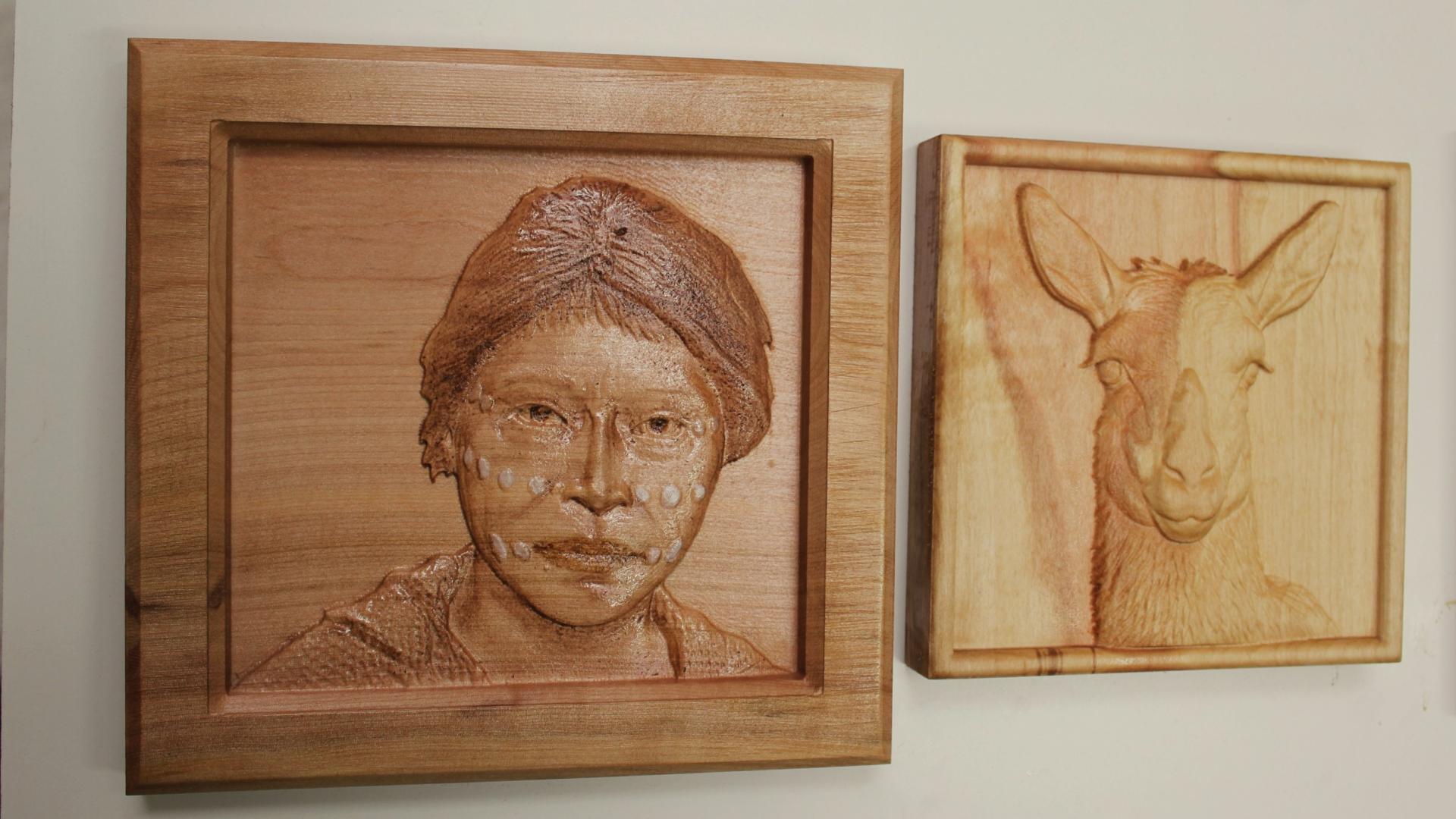 Trabajos en madera de lenga, relieves 3D. Raul Valencia 